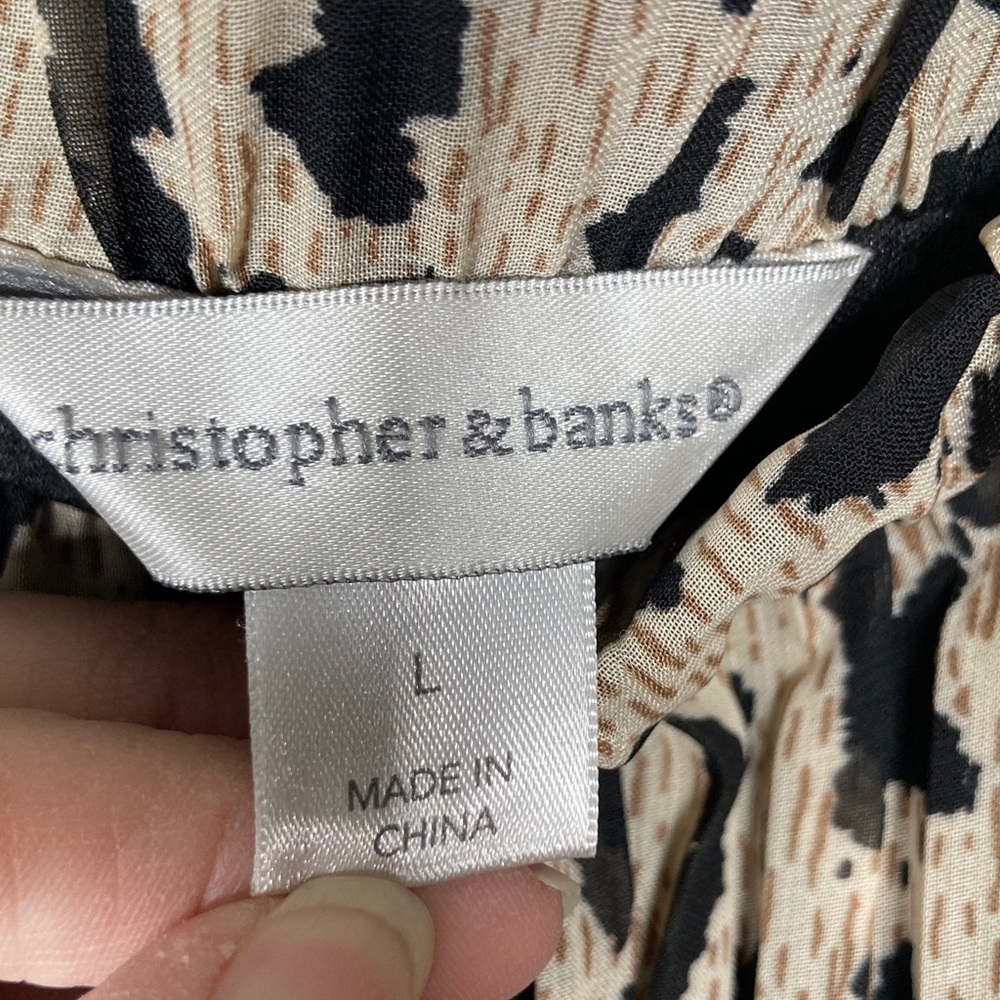 Christopher & Banks Animal Print Maxi Skirt Sheer Overlay with Lining Sz L - Picture 2 of 10